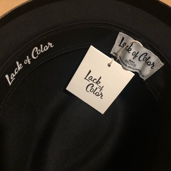 Lack Of Color The Grove Fedora Hat In Black On Black. NWT!Sz S (55cm) & M (57cm) main image 8
